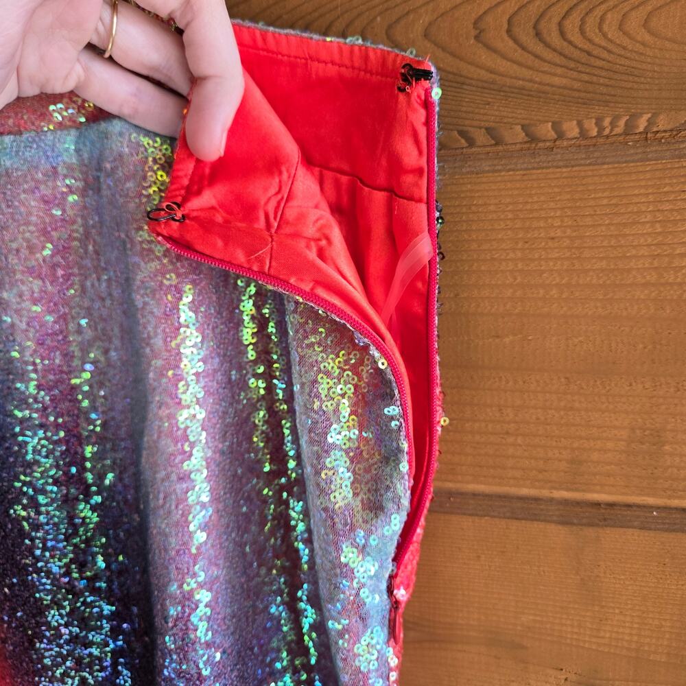 Kai Collective Cherry Glaze Mini Skirt 3XL Ombre Sequin Shimmer Metallic Bodycon - Picture 6 of 6